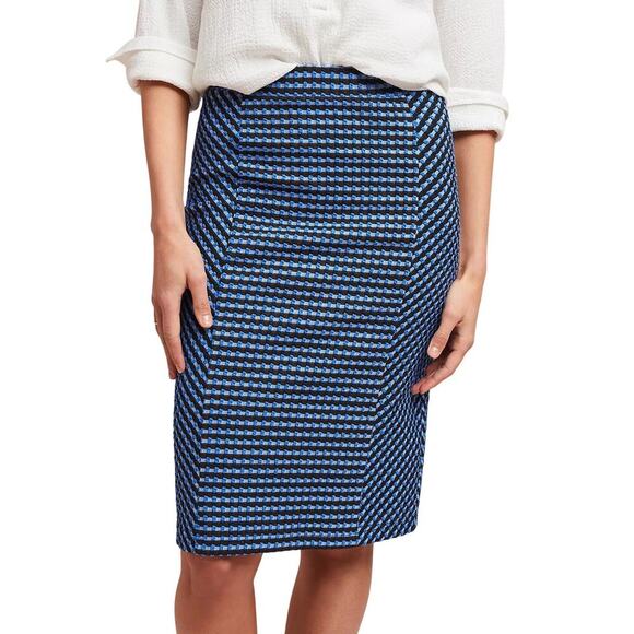 Maeve by Anthropologie Blue Textured Geometric Pencil Skirt Size XS - Picture 11 of 11